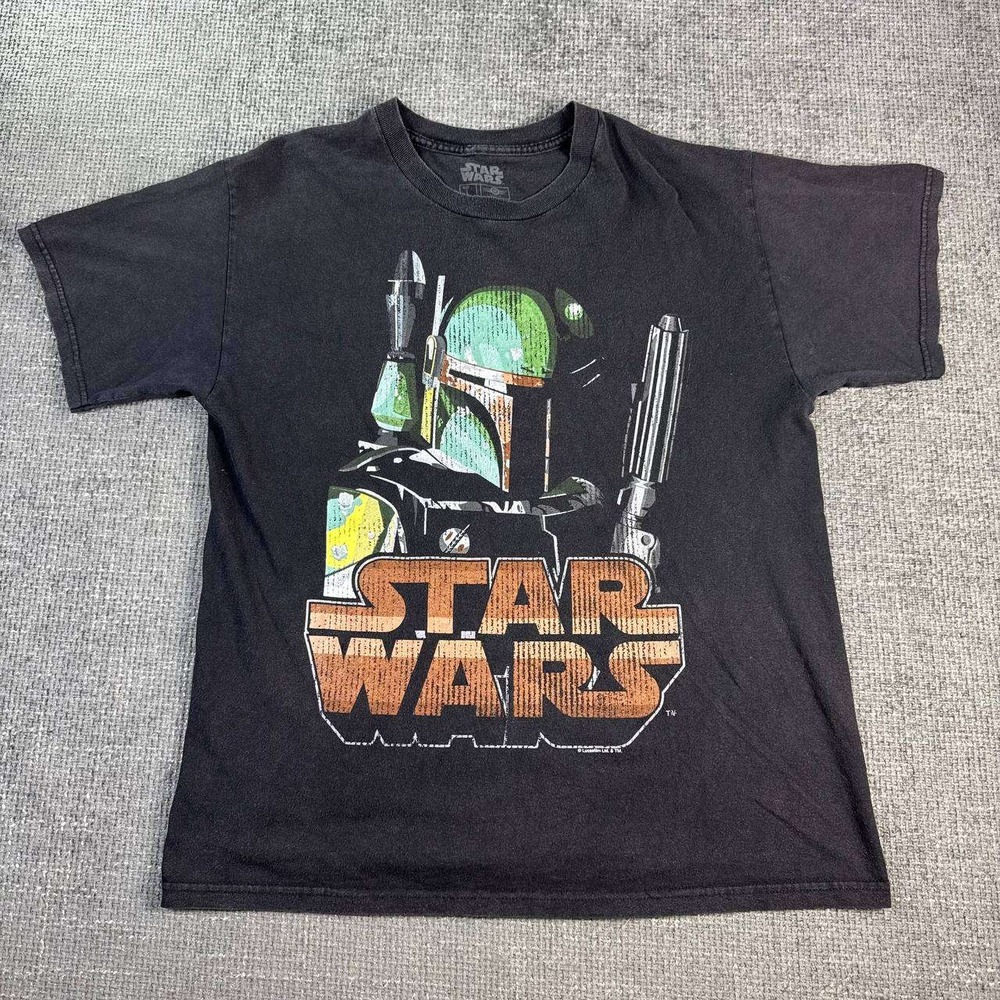 Star Wars Boba Fett Graphic T-Shirt Mens Large Black Mad Engine Sci-Fi Tee
